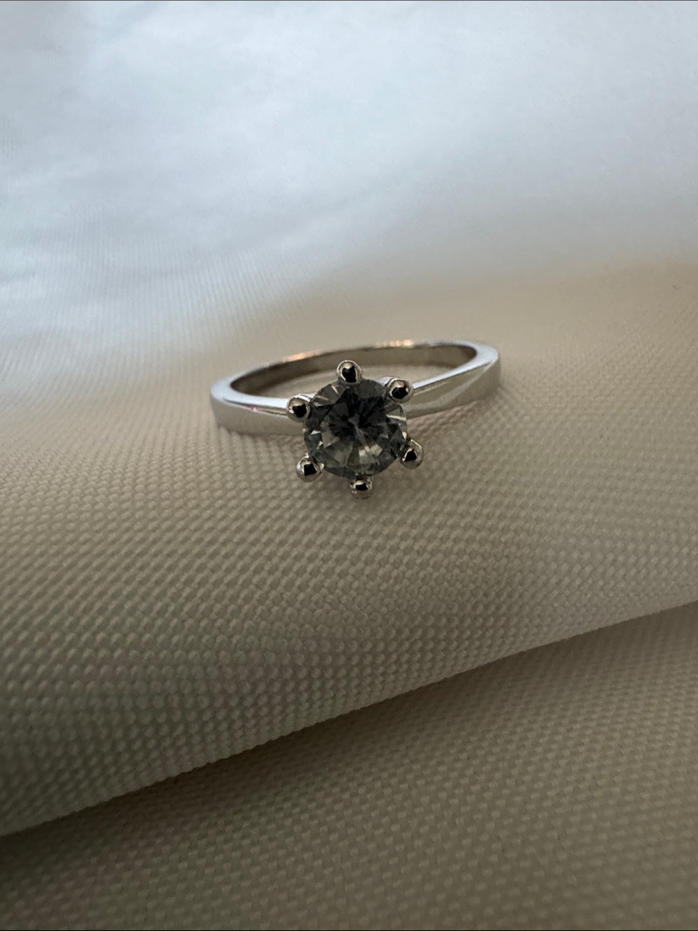Classic Sterling Silver Solitaire Ring with Clear Stone
